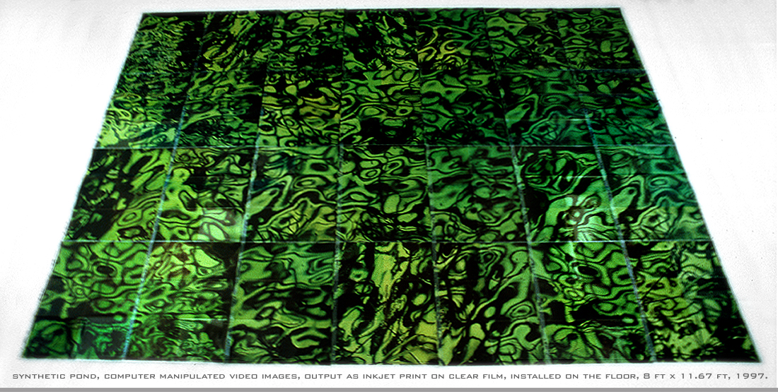 Synthetic Pond, 2D digital landscape, computer manipulated video images, inkjet print